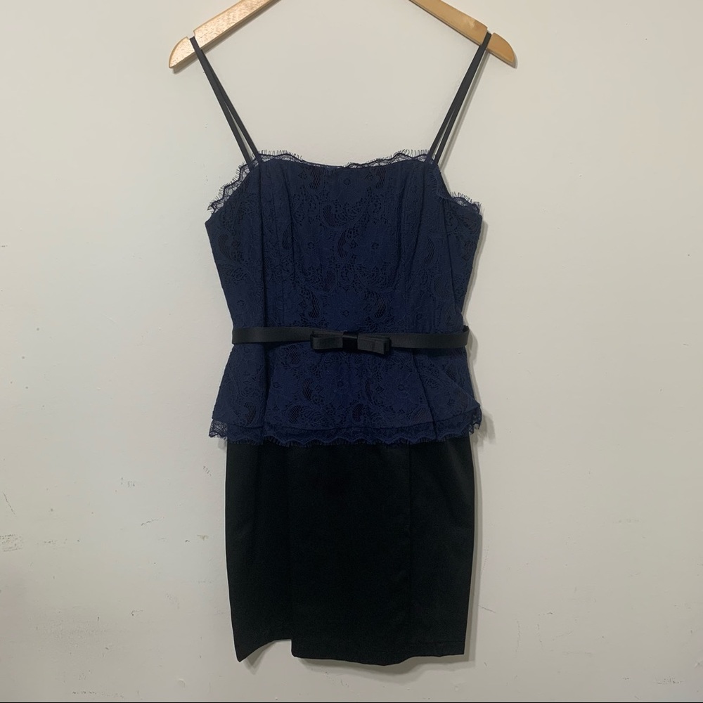 Navy & Black peplum dress with belt (4)
